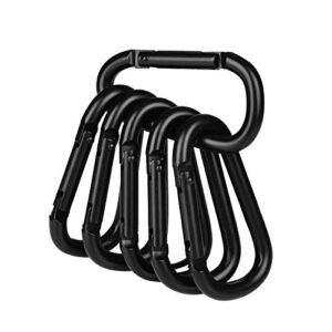 booms fishing cc2 carabiner clip, 2.3″ small carabiner keychain, multi-use aluminium d ring caribeener clips, 6 pack black