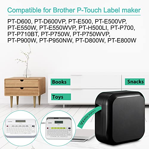 NineLeaf 6 Pack Compatible for Brother P-Touch TZe-751 TZ-751 TZe751 TZ751 Black on Green Label Tape 24mm 0.94 1'' Laminated TZe TZ Tape for Ptouch PT-530 PT-540 PT-550 PT-580C PT-7500 Label Maker