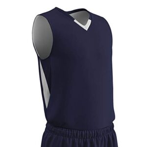 champro pivot polyester reversible basketball jersey, adult large, navy, white