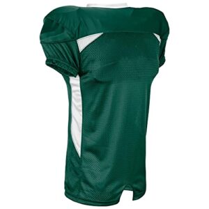 CHAMPRO Boys' Huddle Stretch Polyester Dazzle Youth Football Game Jersey, Forest Green,White, Large