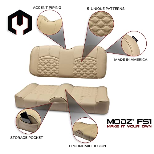 MODZ® FS1 Custom Golf Cart Front Seat for ICON - [Add $40] - Khaki Base - Cobra Pattern