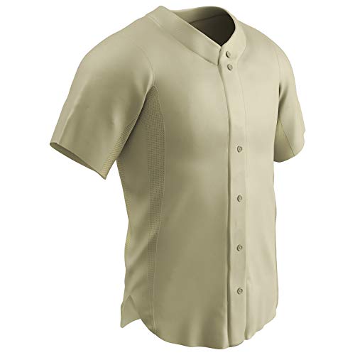 CHAMPRO Men's Standard Reliever Full Button Half Sleeve Baseball Jersey, Natural, Adult X-Large