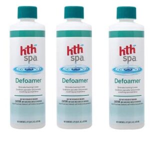 hth spa 86216 defoamer spa and hot tub clarifier, 16 fl oz, bottle color may vary (three pack)