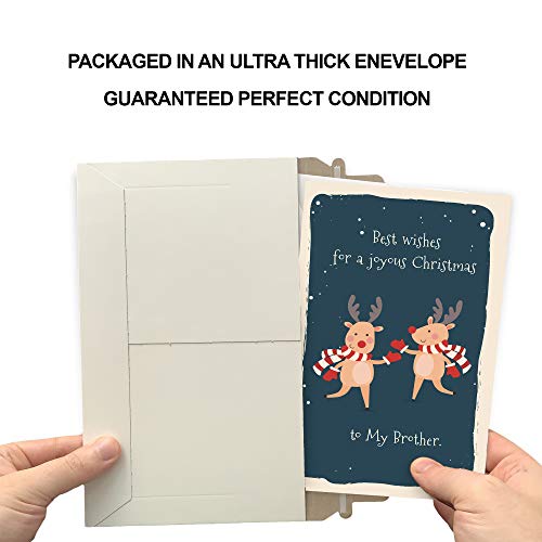 Christmas Card Brother | Made in America | Eco-Friendly | Thick Card Stock with Premium Envelope 5in x 7.75in | Packaged in Protective Mailer | Prime Greetings