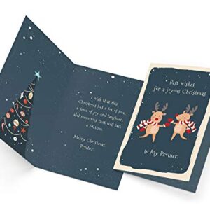 Christmas Card Brother | Made in America | Eco-Friendly | Thick Card Stock with Premium Envelope 5in x 7.75in | Packaged in Protective Mailer | Prime Greetings