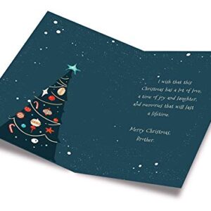 Christmas Card Brother | Made in America | Eco-Friendly | Thick Card Stock with Premium Envelope 5in x 7.75in | Packaged in Protective Mailer | Prime Greetings