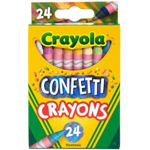 crayola confetti crayons, multi color crayons, kids coloring supplies, 24 count (pack of 1)