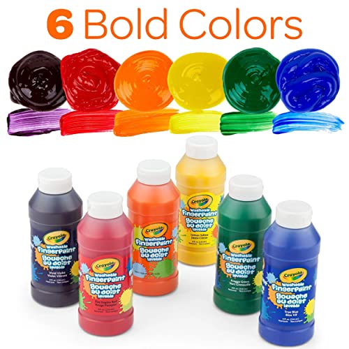 Crayola Washable Finger Paints (6 Count) Toddler Paint Supplies, Kids Paint Set, Ages 4, 5, 6, 7 [Amazon Exclusive]