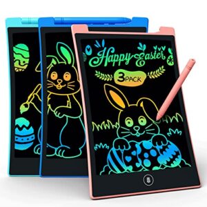 kokodi kids toys 3 packs lcd writing tablet, colorful toddler drawing pad doodle board erasable, educational learning toys birthday gifts for girls boys age 3 4 5 6 7 8, pink blue green