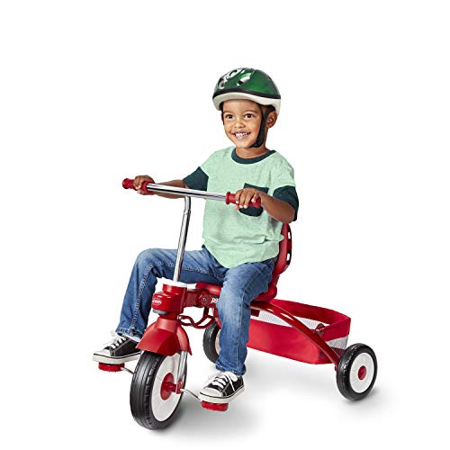 Radio Flyer Deluxe EZ Fold 4-in-1 Stroll 'N Trike, Red Tricycle, Toddler Bike