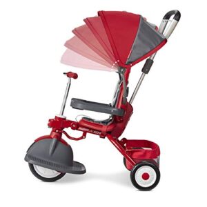 Radio Flyer Deluxe EZ Fold 4-in-1 Stroll 'N Trike, Red Tricycle, Toddler Bike