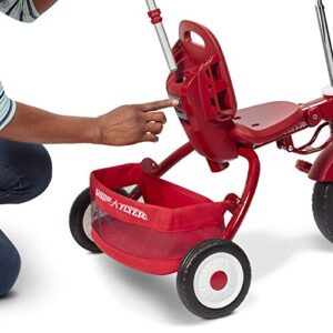 Radio Flyer Deluxe EZ Fold 4-in-1 Stroll 'N Trike, Red Tricycle, Toddler Bike