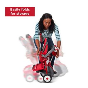 Radio Flyer Deluxe EZ Fold 4-in-1 Stroll 'N Trike, Red Tricycle, Toddler Bike