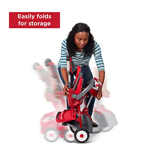 Radio Flyer Deluxe EZ Fold 4-in-1 Stroll 'N Trike, Red Tricycle, Toddler Bike