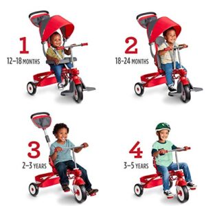 Radio Flyer Deluxe EZ Fold 4-in-1 Stroll 'N Trike, Red Tricycle, Toddler Bike