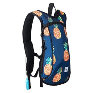 Vibe Hydration Pack Backpack with 2L Bladder for Women, Men, Teens, Kids - Sports, Outdoor, Running, Camping, Hiking, Festivals, Raves (Pineapple)