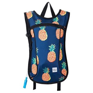 Vibe Hydration Pack Backpack with 2L Bladder for Women, Men, Teens, Kids - Sports, Outdoor, Running, Camping, Hiking, Festivals, Raves (Pineapple)