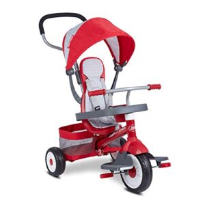 radio flyer 4-in-1 stroll ‘n trike, toddler trike, red tricycle for ages 1-5, toddler bike