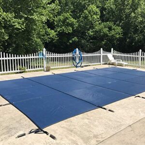waterwarden inground pool safety cover 16′ x 32′, rectangle, 15-year warranty, ul classified to astm f1346, triple stitched for max strength, abrasion resistant, hardware included, blue mesh