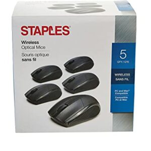 STAPLES 2454318 44900 Wireless Optical Mouse Black 5/Pack