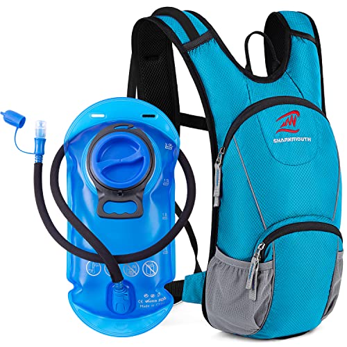 SHARKMOUTH Backpack, Lightweight Hiking Pack with 2l Water Bladder, Insulation Day Pack for Climbing Running Cycling Riding Fits Men Women Kids