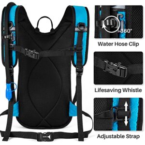 SHARKMOUTH Backpack, Lightweight Hiking Pack with 2l Water Bladder, Insulation Day Pack for Climbing Running Cycling Riding Fits Men Women Kids