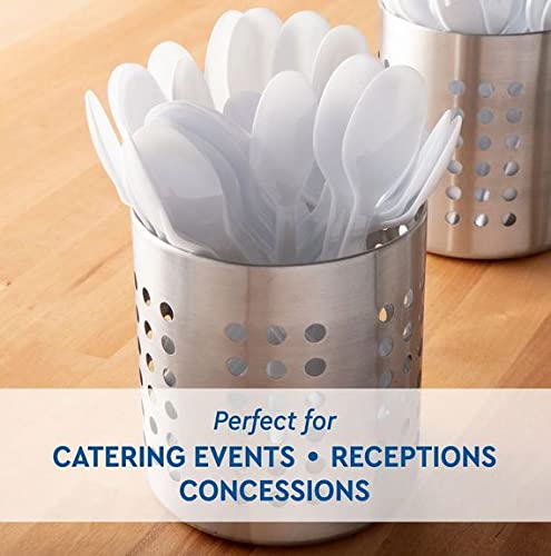 Member''s Mark Heavyweight White Plastic disposable (Spoons , Forks ,Knives) Great for home, office and picnics (Spoons)