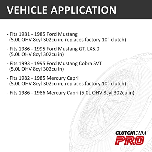 ClutchMaxPRO Compatible for Stage 2 Clutch Kit Ford Mustang GT LX5.0 Cobra SVT 5.0L 1981-1995 (CP07042HDWC-FW167711-ST2)