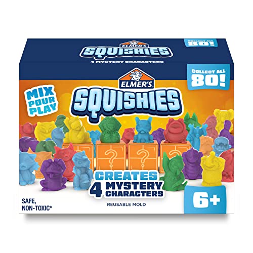 Elmer’s Squishies Kids’ Activity Kit, DIY Squishy Toy Kit Creates 4 Mystery Characters, 24 Piece Kit