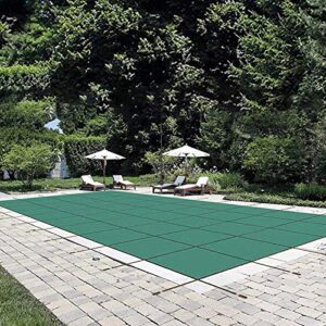 happybuy pool safety cover fits 20x40ft rectangle inground safety pool cover green mesh solid pool safety cover for swimming pool winter safety cover