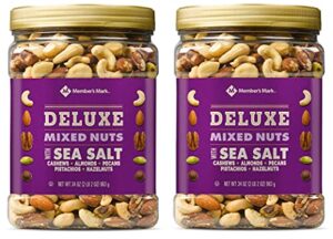 member’s mark deluxe mixed nuts with sea salt, salty, 34 ounce, 2 pack