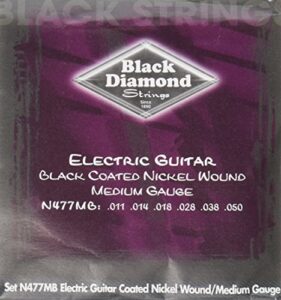 black diamond n477mb black coated nickel wound electric guitar strings, medium