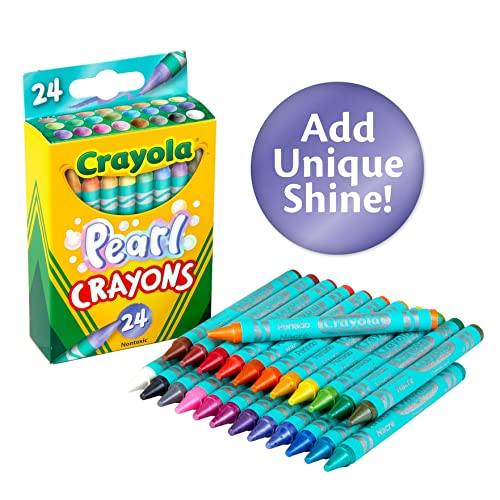 Crayola Pearl Crayons, Pearlescent Colors, 24 Count, Coloring Supplies, Gift for Kids, Ages 3, 4, 5, 6