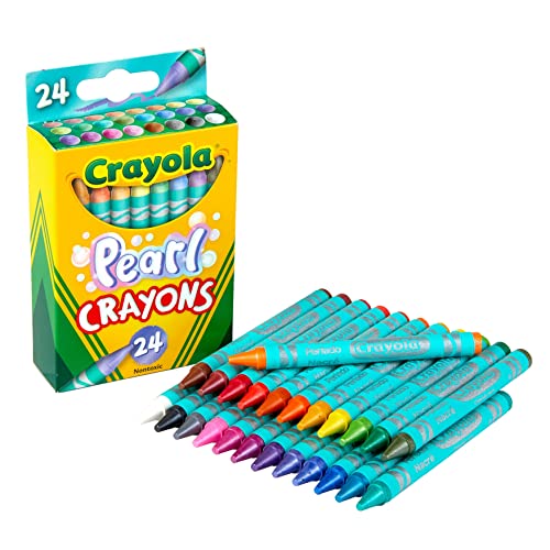 Crayola Pearl Crayons, Pearlescent Colors, 24 Count, Coloring Supplies, Gift for Kids, Ages 3, 4, 5, 6