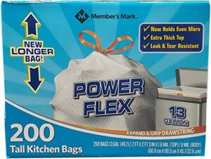 member’s mark 13 gallon tall kitchen bags new longer bag (200 bags), 200count