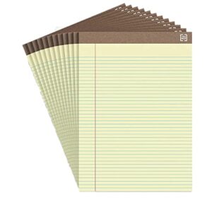 staples 100% recycled 8-1/2″ x 11 3/4″, canary, perforated notepads, narrow ruled, 12/pack