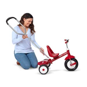 Radio Flyer Deluxe Steer & Stroll Ride-On Trike, Tricycle For Toddlers Age 2-5, Toddler Bike, Red