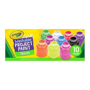 crayola washable kids project paint – neon (2oz), arts & crafts supplies for kids, preschool & kindergarten, gifts, ages 3+