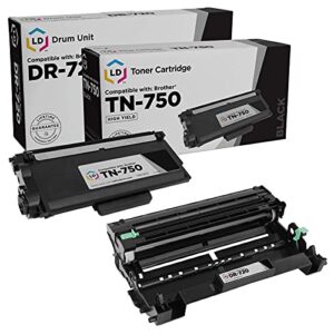 ld products compatible toner cartridge & drum unit replacements for brother tn750 high yield & dr720 (1 toner, 1 drum, 2-pack)