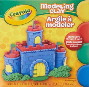 crayola modeling clay, 4 classic colors (16 oz), art and school supplies for kids, gifts for boys & girls