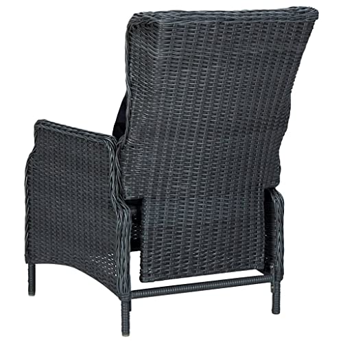 vidaXL Patio Dining Set with Cushions 9 Pieces Garden Balcony Backyard Terrace Dinner Dinette Table Chairs Outdoor Furniture Poly Rattan Dark Gray