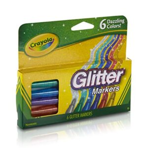 Crayola Glitter Markers, Sparkle Markers, Unique Arts and Crafts Supplies, Assorted Colors, Gift for Kids and Adults, 6 Count