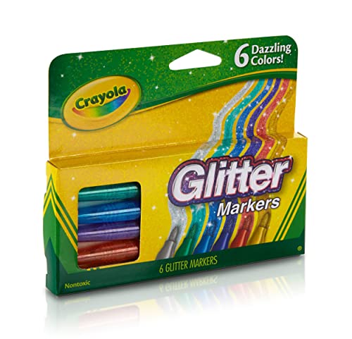 Crayola Glitter Markers, Sparkle Markers, Unique Arts and Crafts Supplies, Assorted Colors, Gift for Kids and Adults, 6 Count
