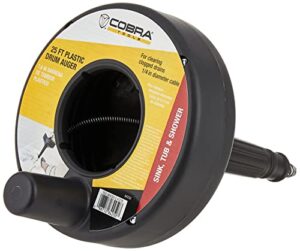 cobra 84250 84000 drum auger, for use with most sink, shower and tub drains,black , 1/4 in x 25 ft