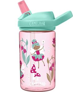 camelbak eddy+ 14 oz kids water bottle with tritan renew – straw top, leak-proof when closed, spring fairies