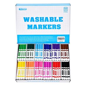 rarlan washable markers bulk, markers for kids, bulk pack, 12 colors, 240 count