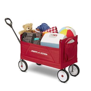 Radio Flyer 3-In-1 EZ Folding, Outdoor Collapsible Wagon for Kids & Cargo, Red Folding Wagon