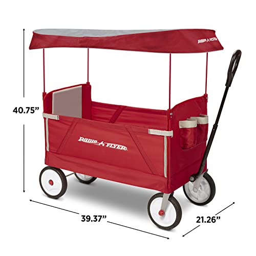 Radio Flyer 3-In-1 EZ Folding, Outdoor Collapsible Wagon for Kids & Cargo, Red Folding Wagon