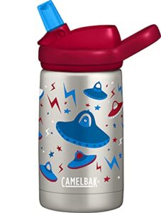 camelbak eddy+ kids 12 oz bottle, insulated stainless steel with straw cap – leak proof when closed, ufos