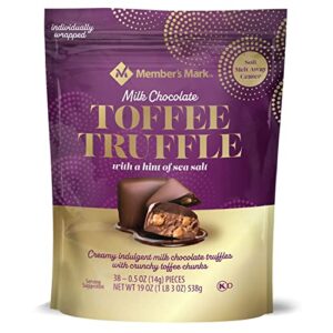 member’s mark milk chocolate toffee truffle with sea salt (19 oz.), 38 count (pack of 1)